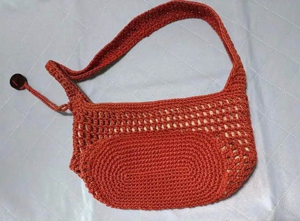 The Sak Crochet Hobo Zip Shoulder Bag, Burnt Orange